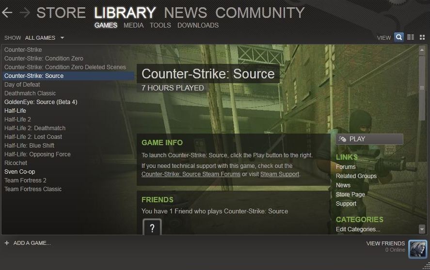 Screenshot of the Steam gaming platform